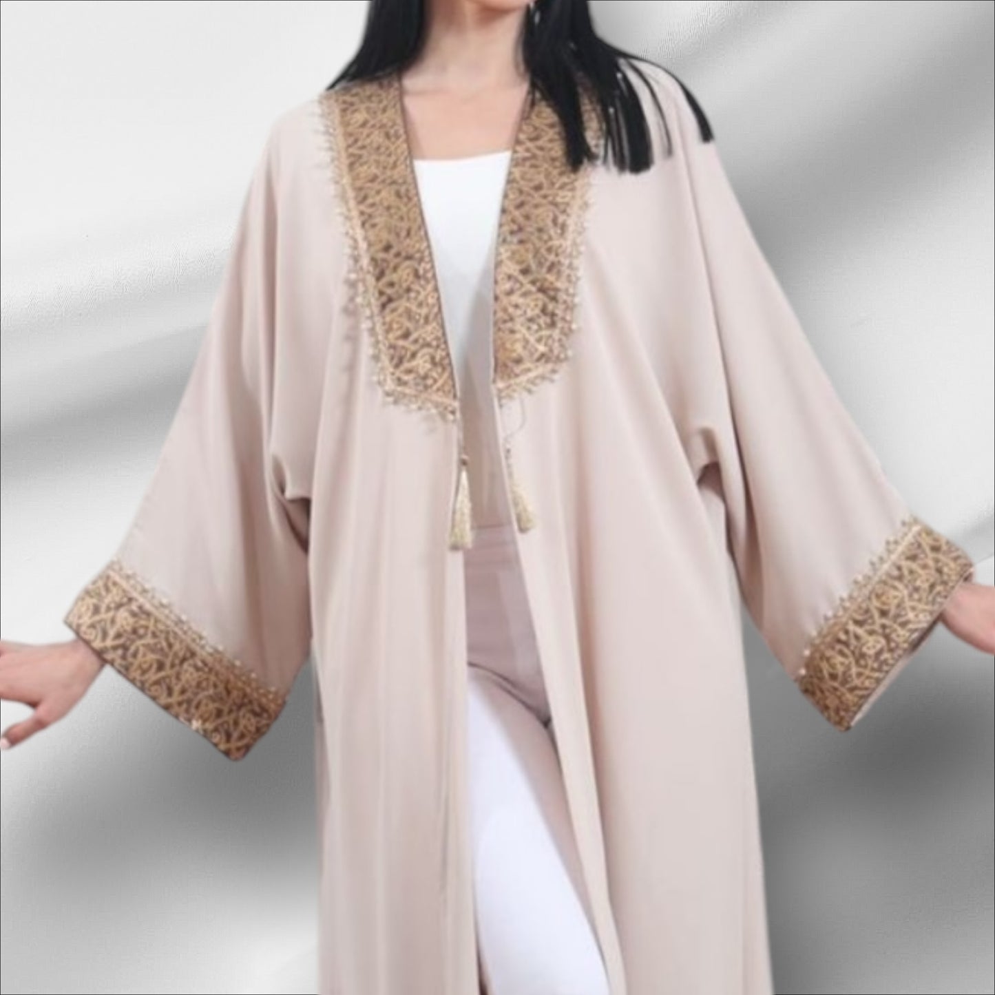 Lamees Abaya Cream