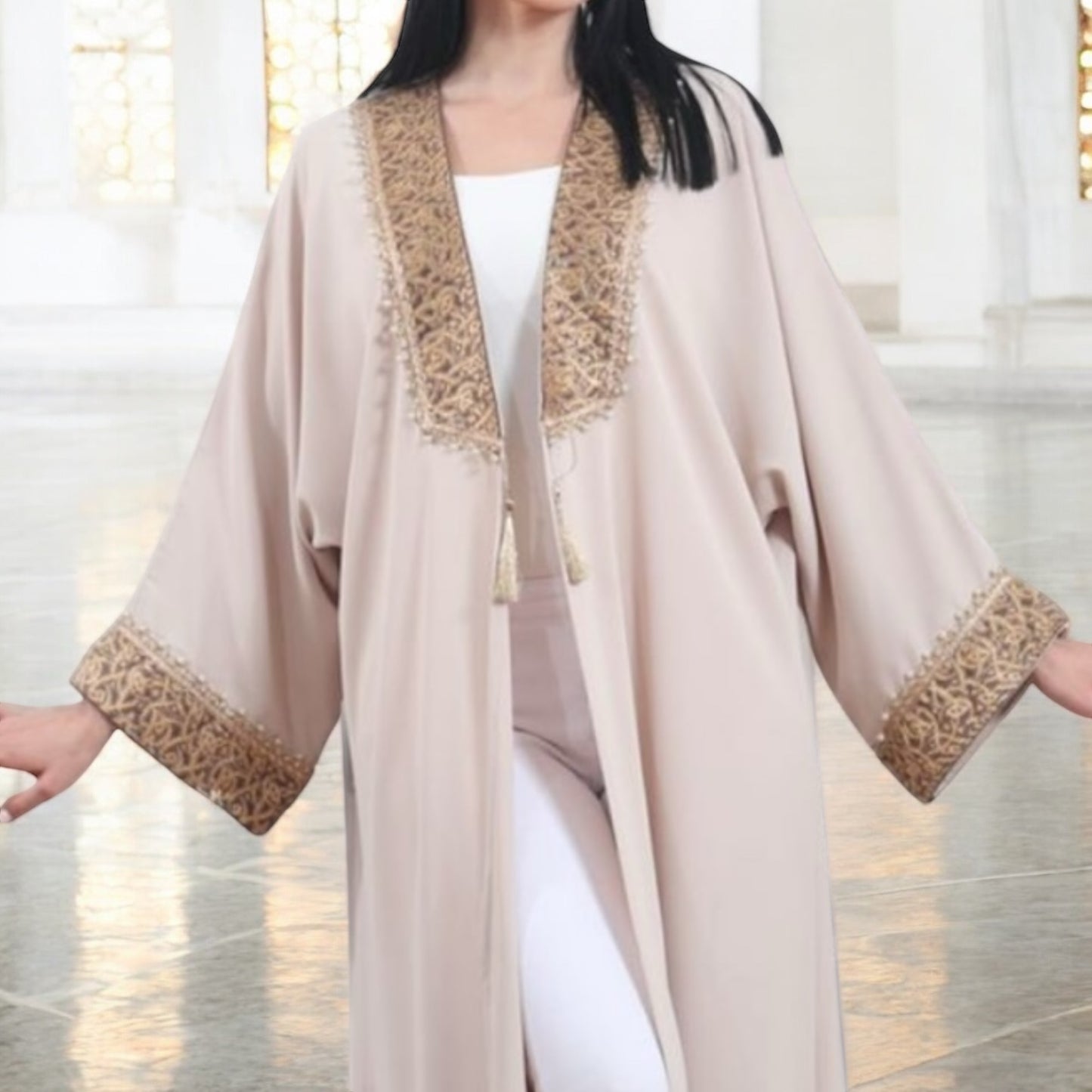 Lamees Abaya Cream