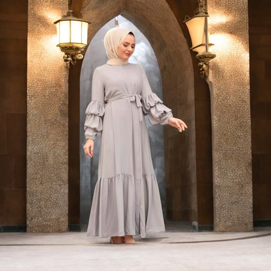 Alma in gray Abaya